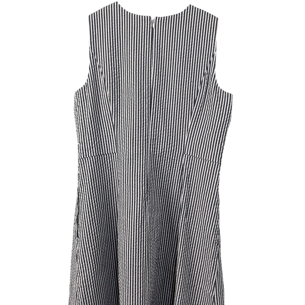 J.Jill Pleat-Front A-Line Midi Dress Bayside Blue White Stripe Size M NEW - Picture 7 of 11
